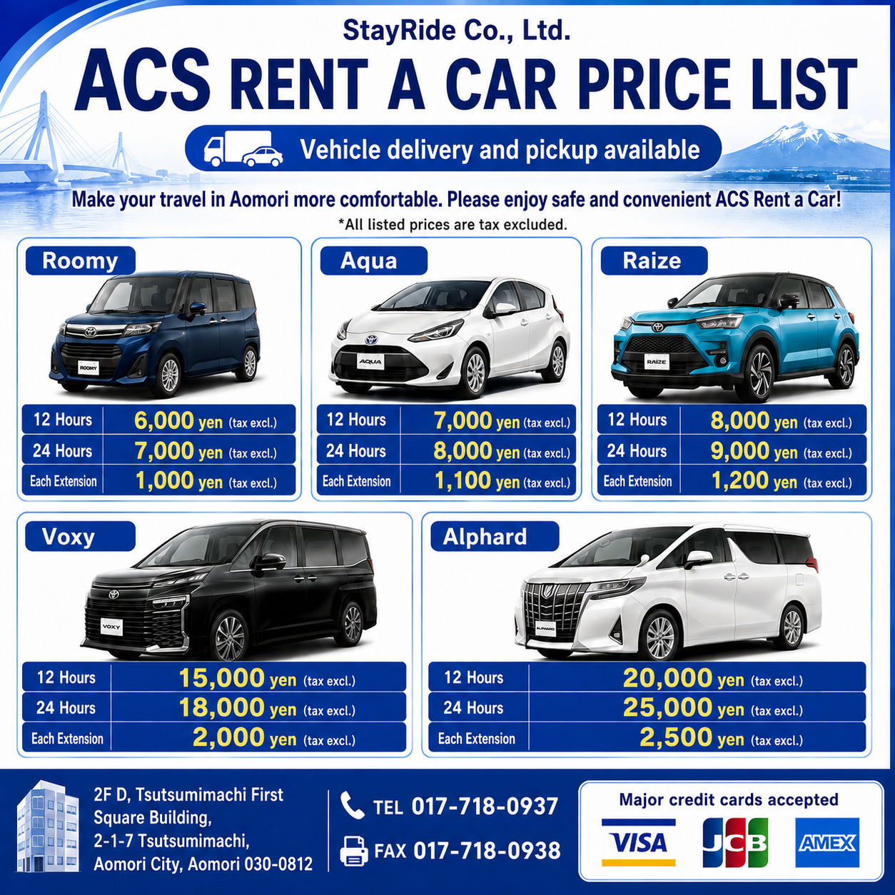 ACS Rent a Car price list